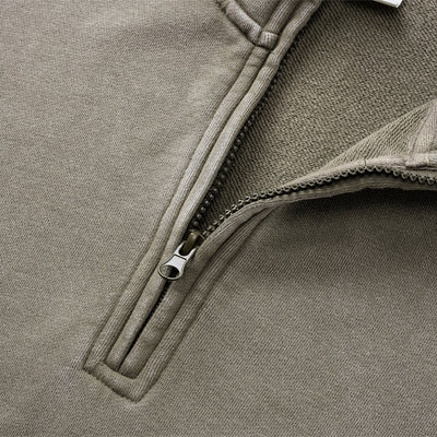 Distressed Wash Comfort Zip Pullover Sweatshirt