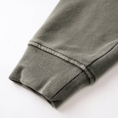 Stand Collar Panel Detail Washed Zip Up Sweatshirt