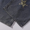 Leopard Star Patch Wide-Leg Denim Jeans