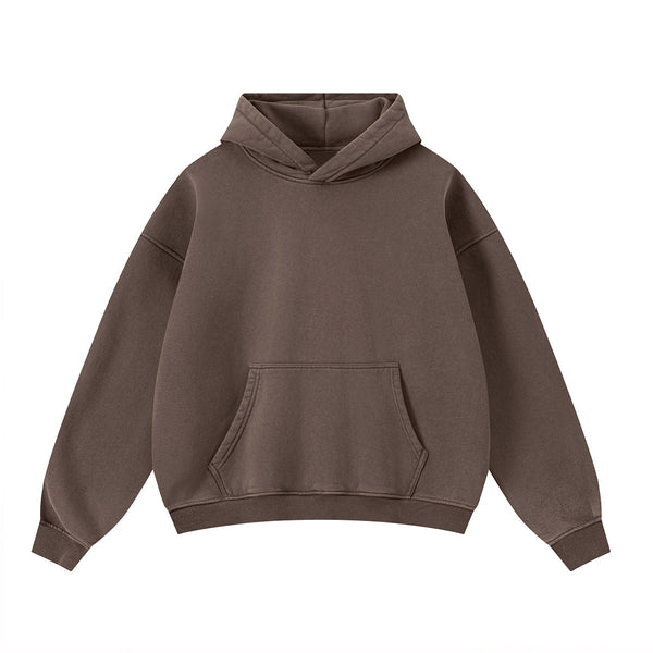 Soft Cotton Fleece Front Pocket Pullover Hoodie