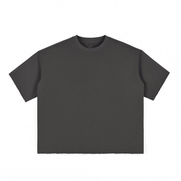 Boxy Cropped Raw Edge T-Shirt