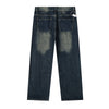 Straight Leg Distressed Denim Jeans