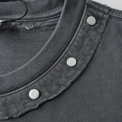 Rivet Detail Washed Boxy Fit T-Shirt