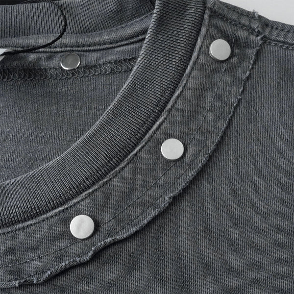 Rivet Detail Washed Boxy Fit T-Shirt