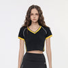 Contrast V-Neck Slim Fit Cropped Y2K Tee
