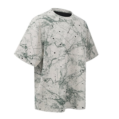 Burnout Plum Dye Artistic Color-Block Tee