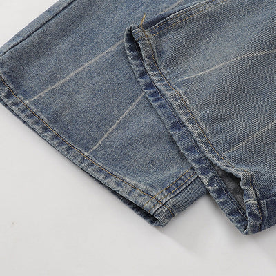 Wide Leg Pinstripe Detail Denim Jeans