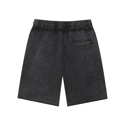 Stone-Washed Raw-Edge Sweat Shorts