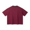 Oversized Color-Block Ribbed Collar Comfortable Tee