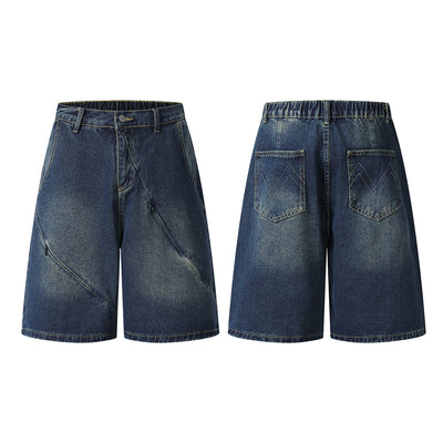Elastic Waist Decorative Zip Bermuda Shorts