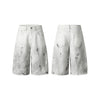 Ink-splatter Barrel Leg Denim Shorts