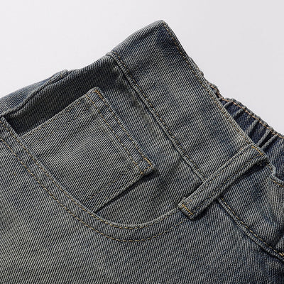 High Waist Wide Leg Ombre Denim Shorts