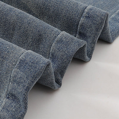 Wide Leg Pinstripe Detail Denim Jeans