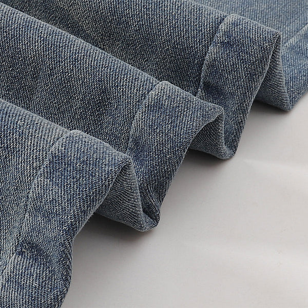 Wide Leg Pinstripe Detail Denim Jeans