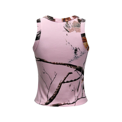 Womens Pink Camo Sleeveless Casual Sport Tank