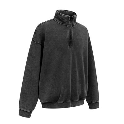 Distressed Wash Comfort Zip Pullover Sweatshirt