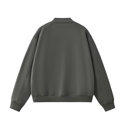 Solid Zip-Front Fleece Bomber Jacket