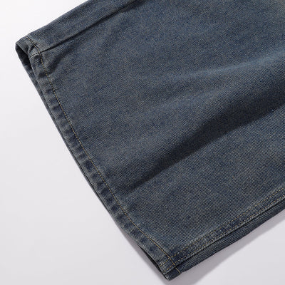 High Waist Wide Leg Ombre Denim Shorts