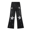 Black Rhinestone Star Appliqué Denim Jeans