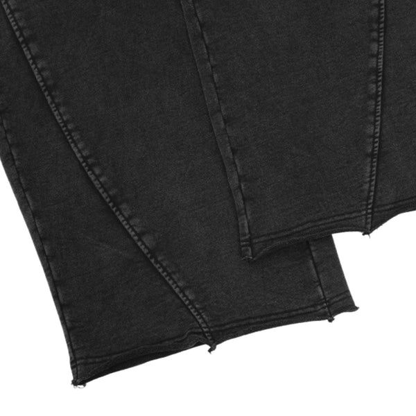 Distressed Vintage Patch Baggy Curved Denim Pants
