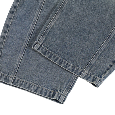 Laser Print Vintage Curved Denim Wide Leg Jeans