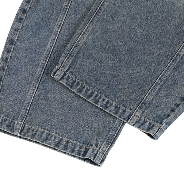 Laser Print Vintage Curved Denim Wide Leg Jeans
