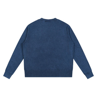 Vintage Snow Wash Relaxed Fit Cotton Knit Sweater