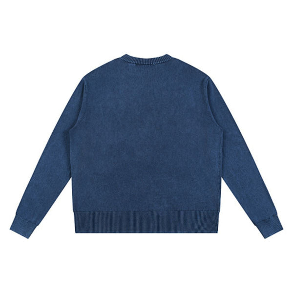 Vintage Snow Wash Relaxed Fit Cotton Knit Sweater