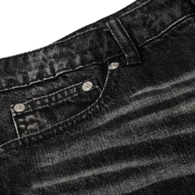 Gradient Cat Whisker Heavy-Wash Baggy Wide-Leg Jeans