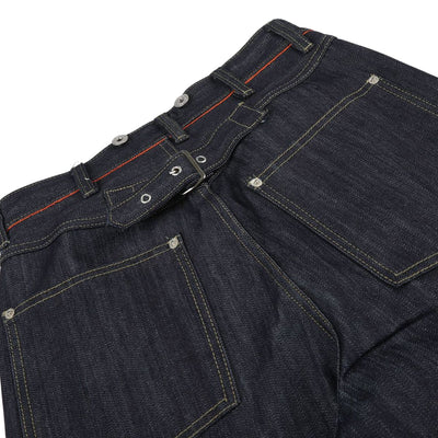 Raw Indigo Wide Leg Jeans with Metal Horsebit Detail