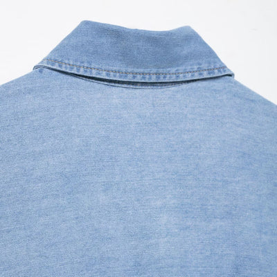 Women's casual versatile single-breasted multi-button lapel denim shirt