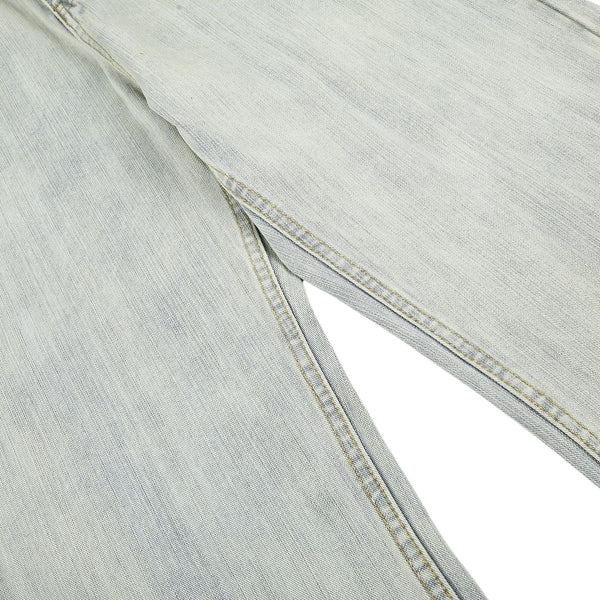 Vintage Light Wash Wide Leg Slub Denim Jeans