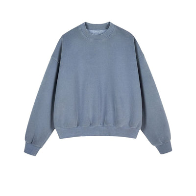 Boxy Fit WashedDistressed Fleece Sweatshirt