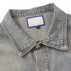 Unisex Retro Street style Distressed Washed Blue&yellow Mud-dyed Denim Jacket