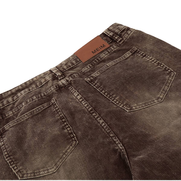 Retro Washed Corduroy Baggy Straight-Leg Pants