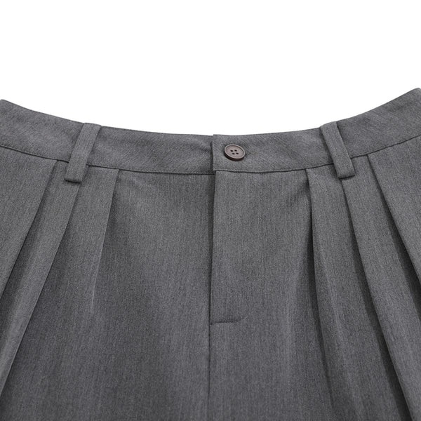 Vintage Pleated Wide Leg Cropped Trousers