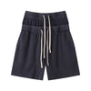 West Coast Waffle Double Waistband Snow Washed Distressed Shorts
