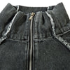 Oversized Stand-up Collar Washed Distressed Denim Jacket