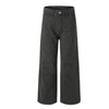 Vintage Washed High-Waist Relaxed Straight Wide-Leg Trousers