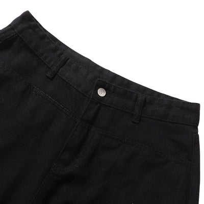 Contrast Stitch Utility Denim Shorts