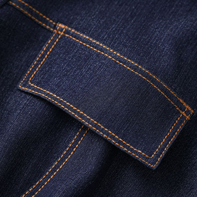 Short-Sleeve Belted Denim Knee-Length Shirtdress