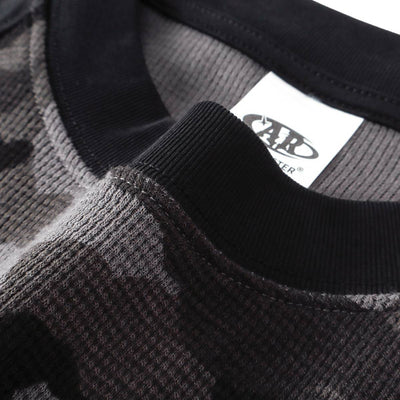 Raglan-Sleeve Camo Waffle Knit Long-Sleeve T-Shirt