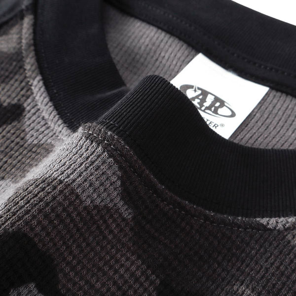 Raglan-Sleeve Camo Waffle Knit Long-Sleeve T-Shirt