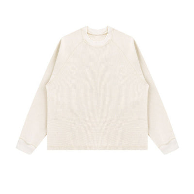 Washed Waffle Cotton Raglan Long Sleeve Tee 340G