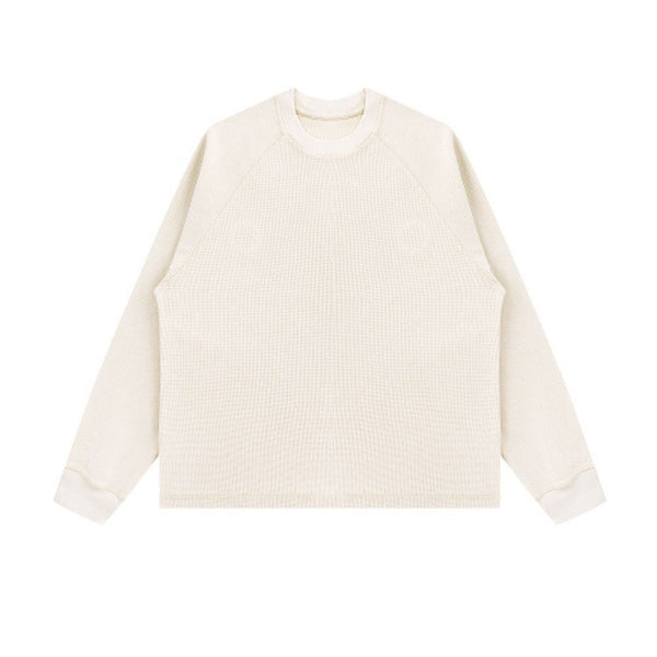 Washed Waffle Cotton Raglan Long Sleeve Tee 340G