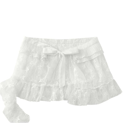 Y2K Star Mesh Layered Spliced Lace Baggy Wide-Leg Jeans