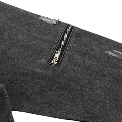 Street Distressed Patchwork Vintage Denim Jacket