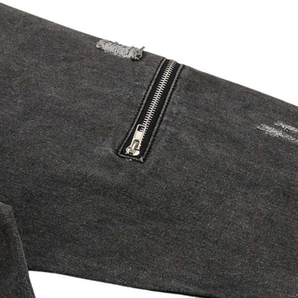 Street Distressed Patchwork Vintage Denim Jacket