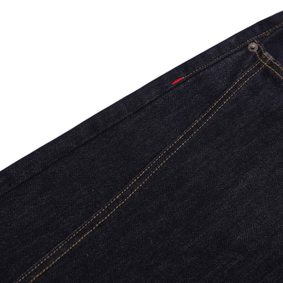 Deconstructed Embroidered Raw Denim Bermuda Shorts