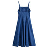 Classic Blue Denim Spaghetti Strap Flared Dress
